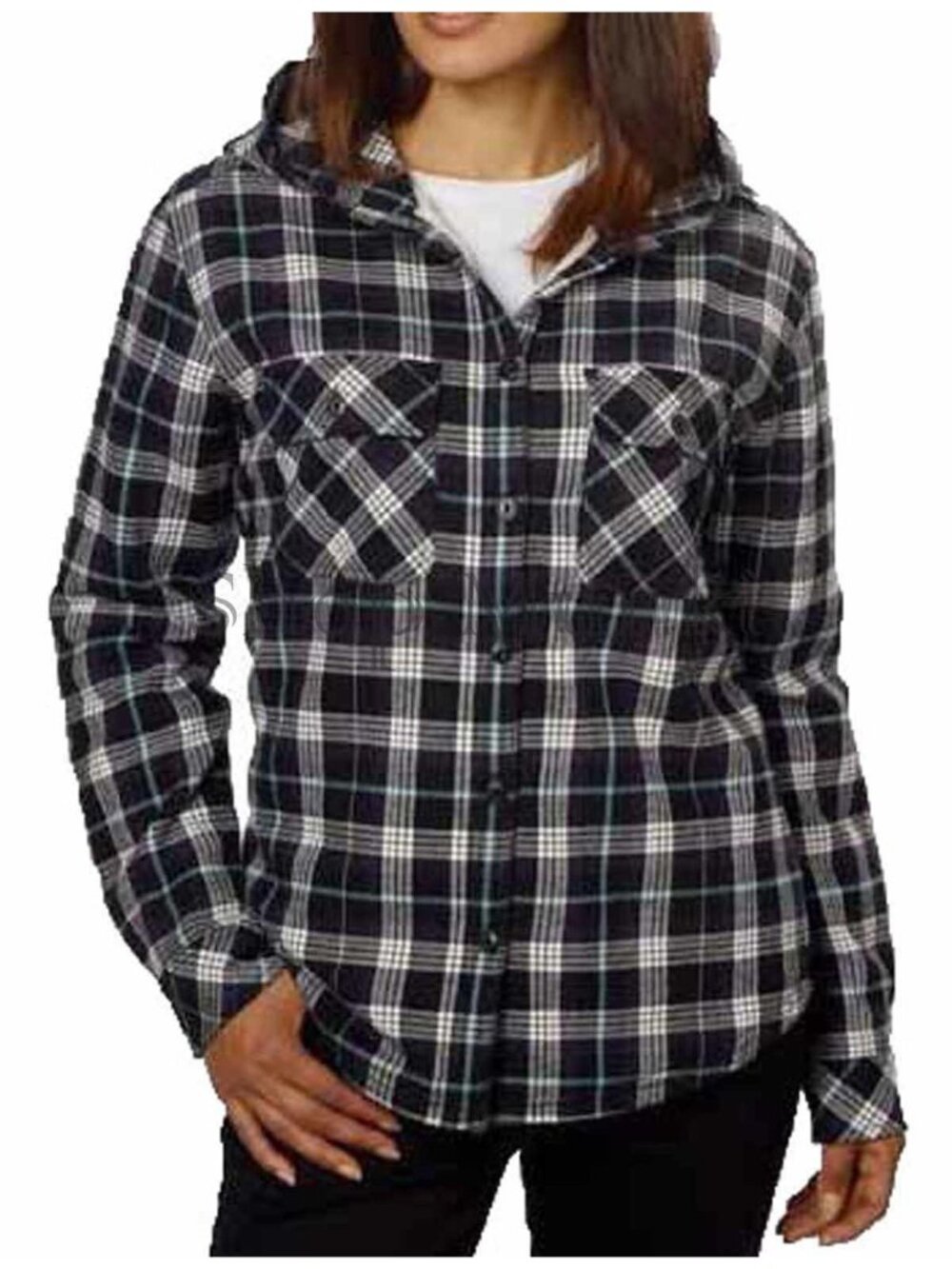 Boston Traders Women's Hooded Sherpa Lined Flannel Shirt Jacket Shacket Size L